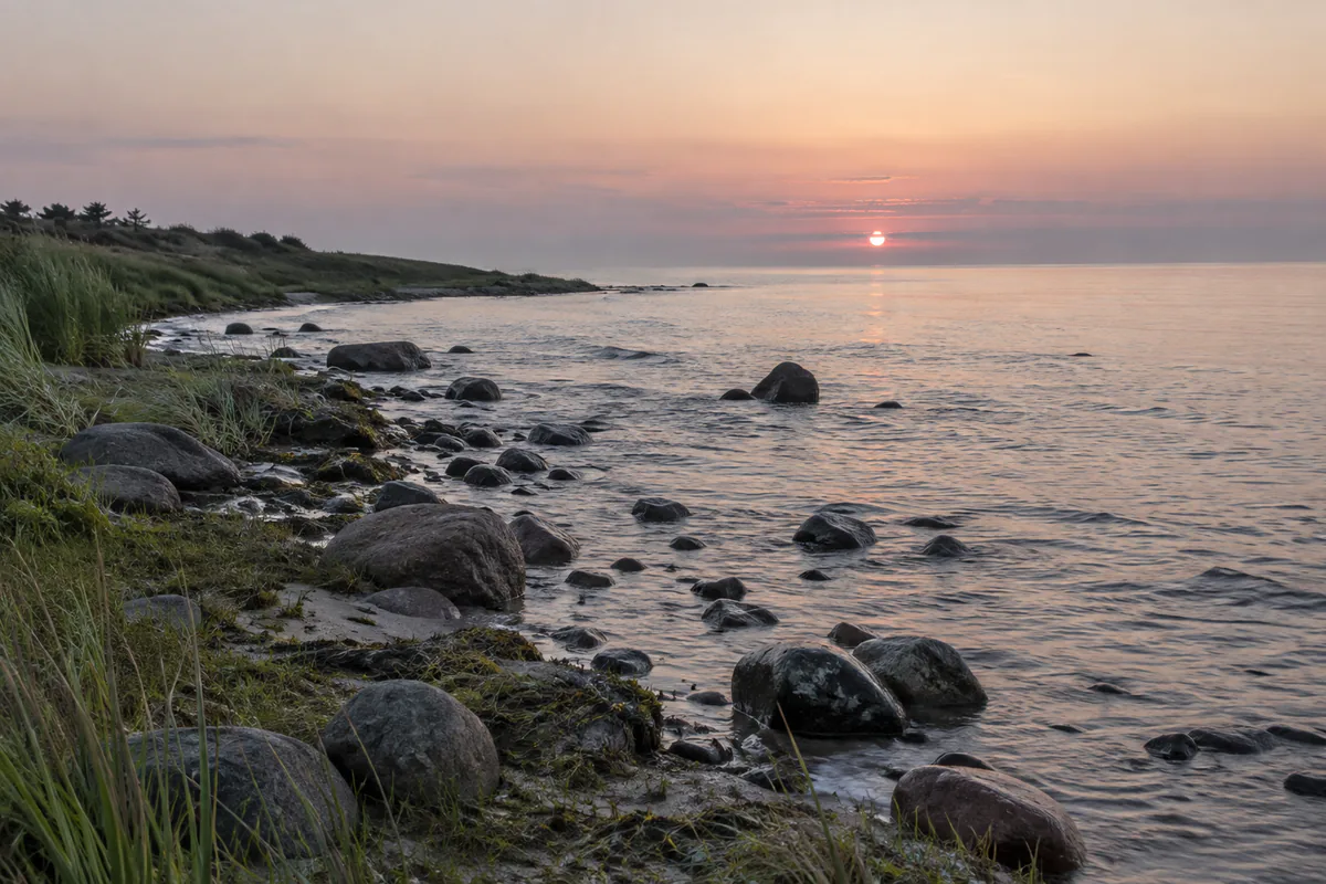 Østersøkyst i køligt morgenlys